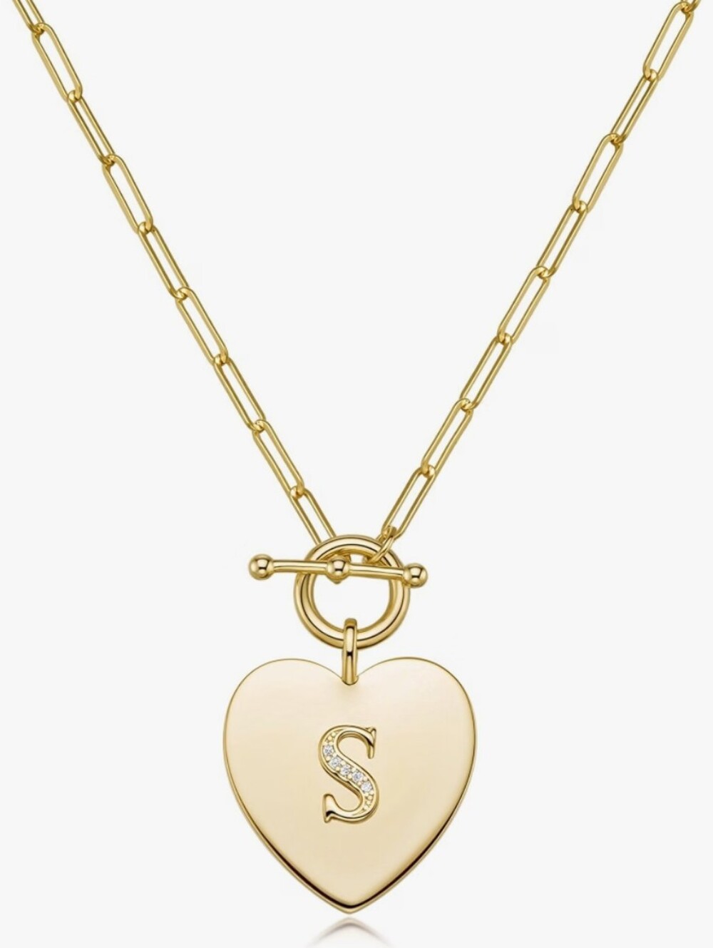 ✨ NWOT Gold Initial Heart Necklace – Letter S ✨
